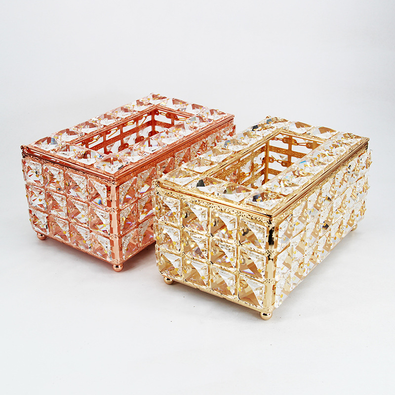 European-style crystal tissue box, simple home living room coffee table, tissue box, desktop napkin, cosmetic storage box details Picture