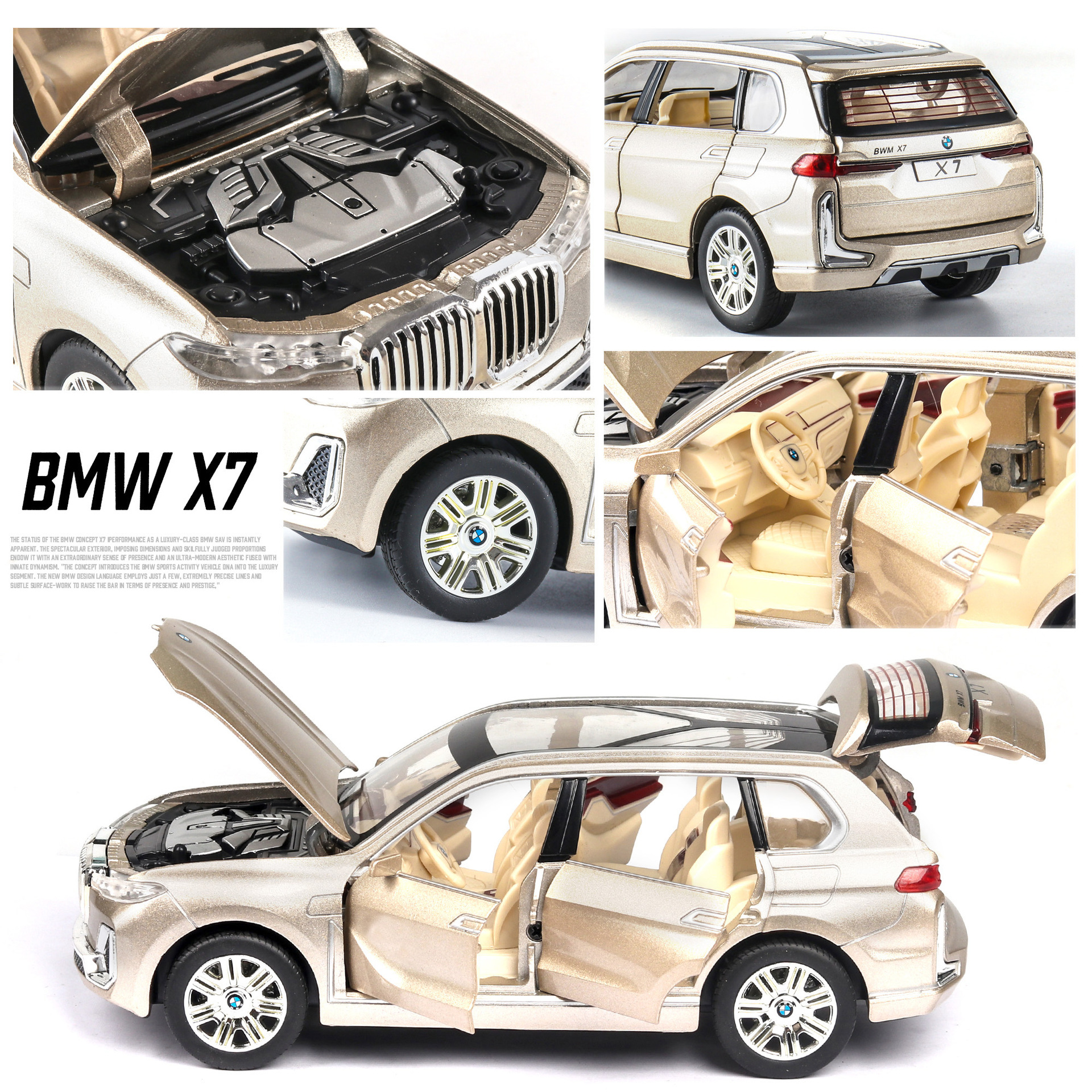 1:24 alloy car model X7 off-road vehicle metal car model with six-door sound, light and rebound toy ornaments Application Scenario