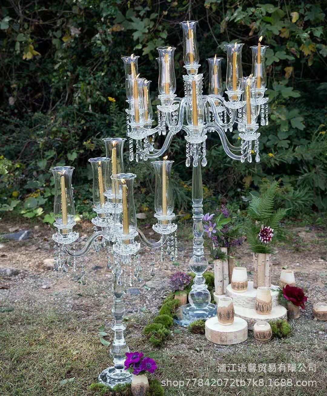 9 Head European Crystal Candlestick Wedding Wedding Multi-Wind Candlestick 5 Head Glass Candlestick Home Decoration details Picture