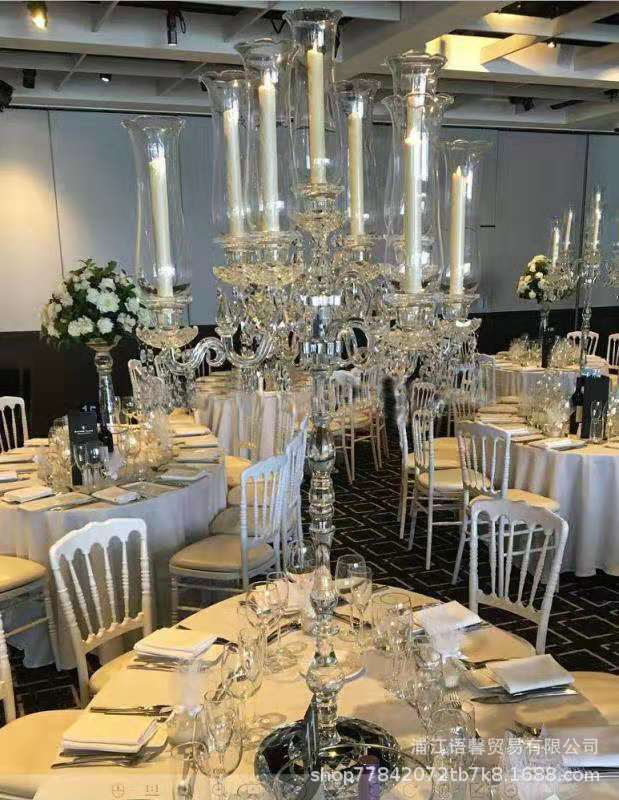 9 Head European Crystal Candlestick Wedding Wedding Multi-Wind Candlestick 5 Head Glass Candlestick Home Decoration Specification drawing