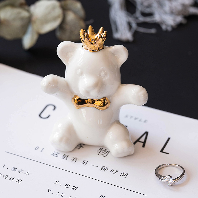 跨境ins摆件北欧陶瓷创意电镀动物小摆件迷你微观装饰品 摆件金色