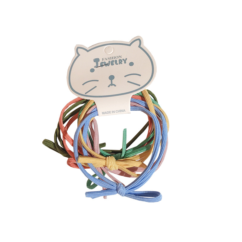 6-piece Korean simple bow basic hair band, colorful Korean version knot hair tie hair band set for women Item Picture