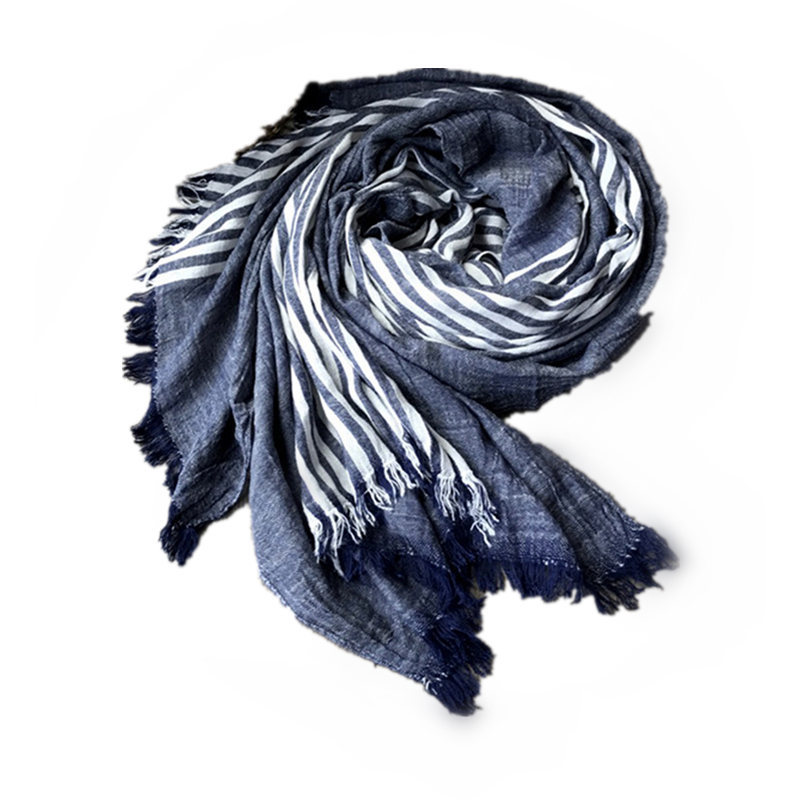 Amazon Men's Scarf Spring And Autumn New Europe And The United States Casual Striped Cotton Scarf Female Thin Foreign Trade Scarf Cross-Border Item Picture