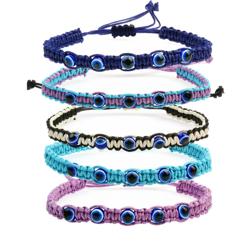 Europe And The United States Foreign Trade Hot Devil Eye Bracelet Wish Cross-Border Hot Accessories Handmade Europe And The United States Personality Creative String Couple Gift Manufacturers Wholesale