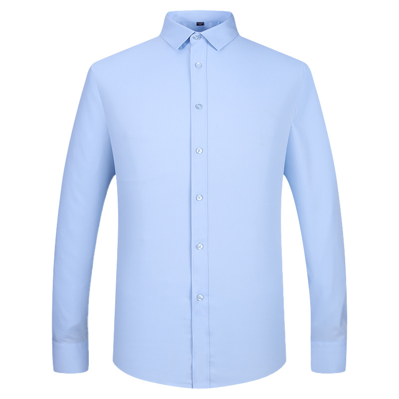 2025 New style bamboo fiber shirt for men, long-sleeved shirt in solid color, elastic, non-ironing professional wear, workwear customization LOGO Item Picture
