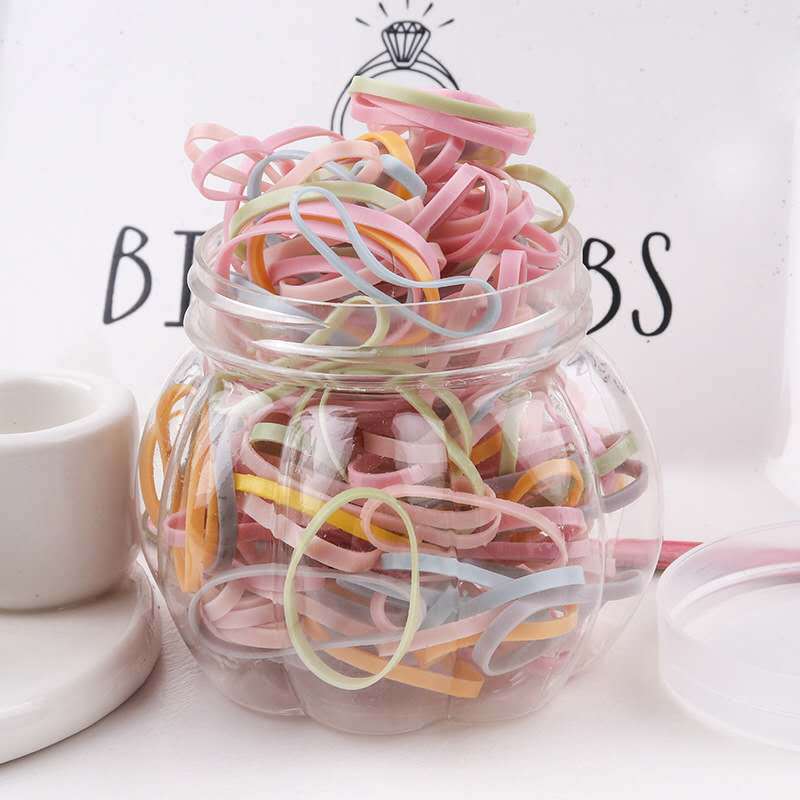 Wholesale of hair tie and hair band accessories, disposable rubber bands with a Korean style for girls to tie their hair, colorful small rubber bands Application Scenario