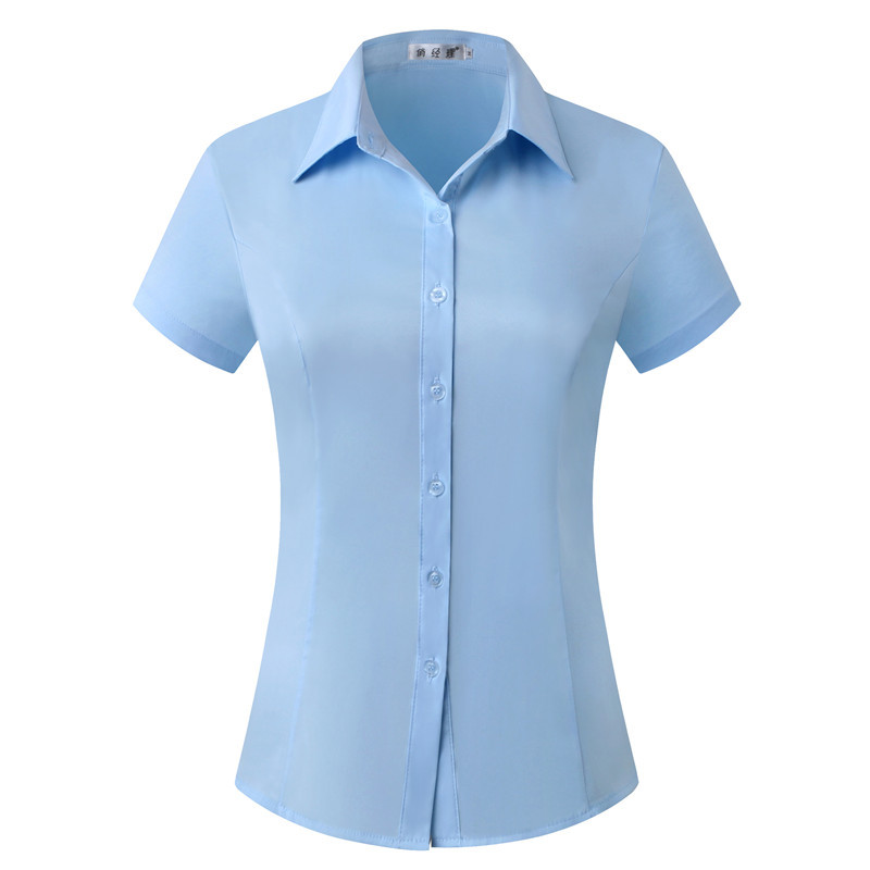 Spring 2022 new women's shirt, short sleeve, Korean-style, slim-fit, large-sized business attire, cross-border short sleeve batch details Picture