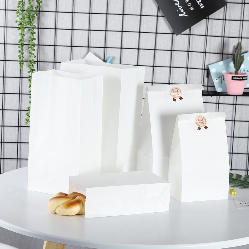 Disposable coated oil-proof paper bags, storage paper bags, takeout bags for catering, bread and hamburger paper bags, kraft paper packing bags details Picture