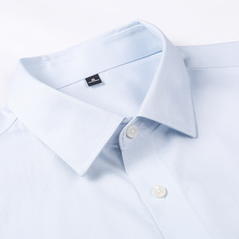 Men's shirt DP ready-to-wear, no-iron, business wear, formal wear, professional wear, men's long-sleeved, all-cotton, light gray blue, all-cotton 100 count Application Scenario