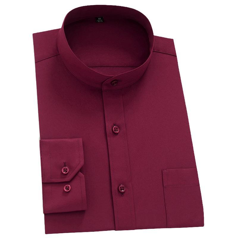 Chinese stand-up collar shirt, men's long-sleeved business formal wear, no-iron men's shirt, thin Zhongshan style, high-end men's wear Item Picture