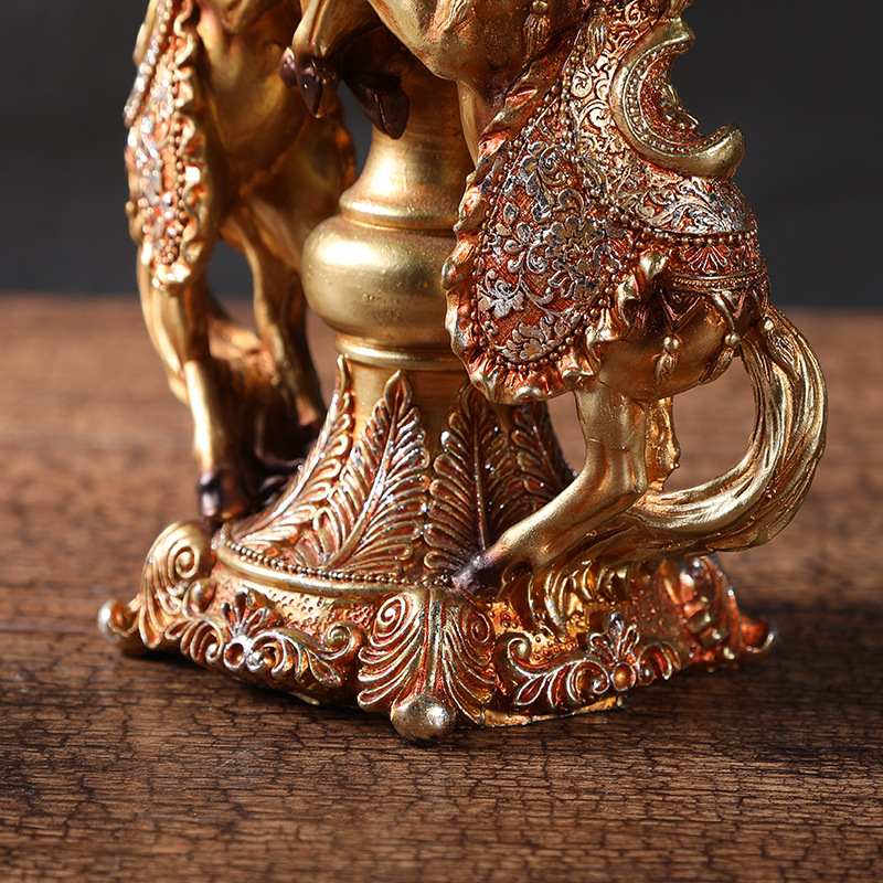 New Chinese Desk Decoration Resin Craft Office Living Room Entrance Wine Cabinet Home Horse Clock Decoration Specification drawing