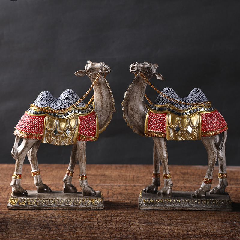 跨境外贸沙漠骆驼动物树脂摆件模型样板房办公室摆设软装工艺品