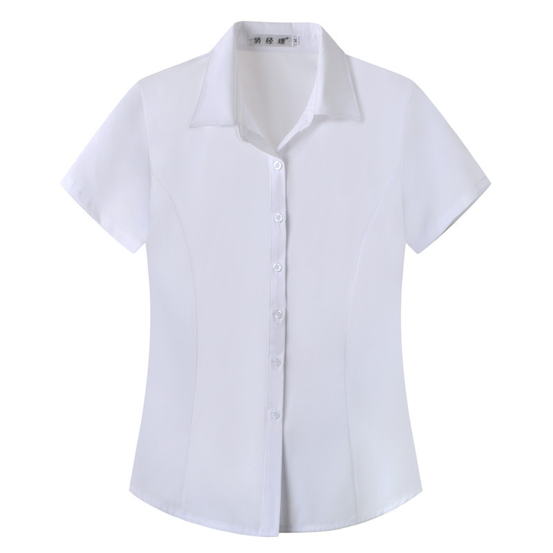 Spring 2022 new women's shirt, short sleeve, Korean-style, slim-fit, large-sized business attire, cross-border short sleeve batch Item Picture