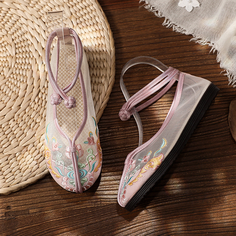 2024 new net cloth flat embroidered shoes fashion casual embroidered women's shoes cotton and linen elegant national style women's shoes details Picture
