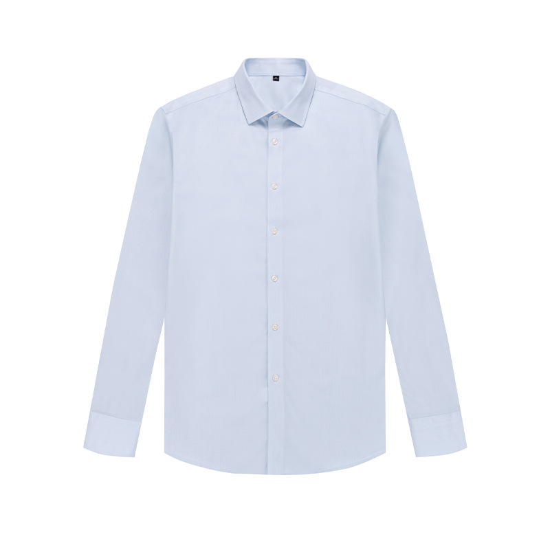 Men's shirt DP ready-to-wear, no-iron, business wear, formal wear, professional wear, men's long-sleeved, all-cotton, light gray blue, all-cotton 100 count Item Picture