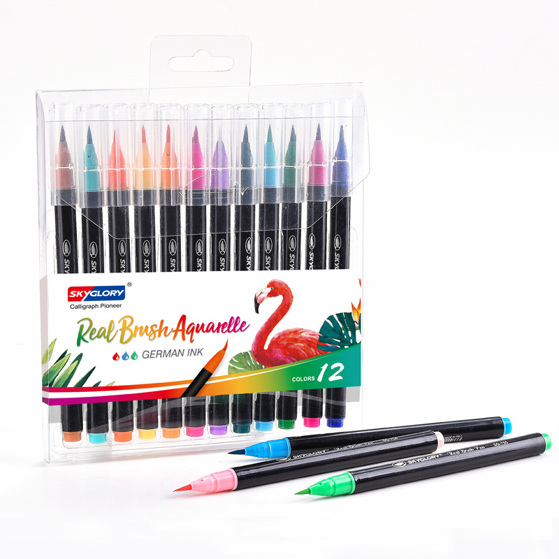 Wholesale of 36-color and 24-color sets of soft-tipped watercolor pens, washable colored brushes, outlining pens and outline pens Specification image