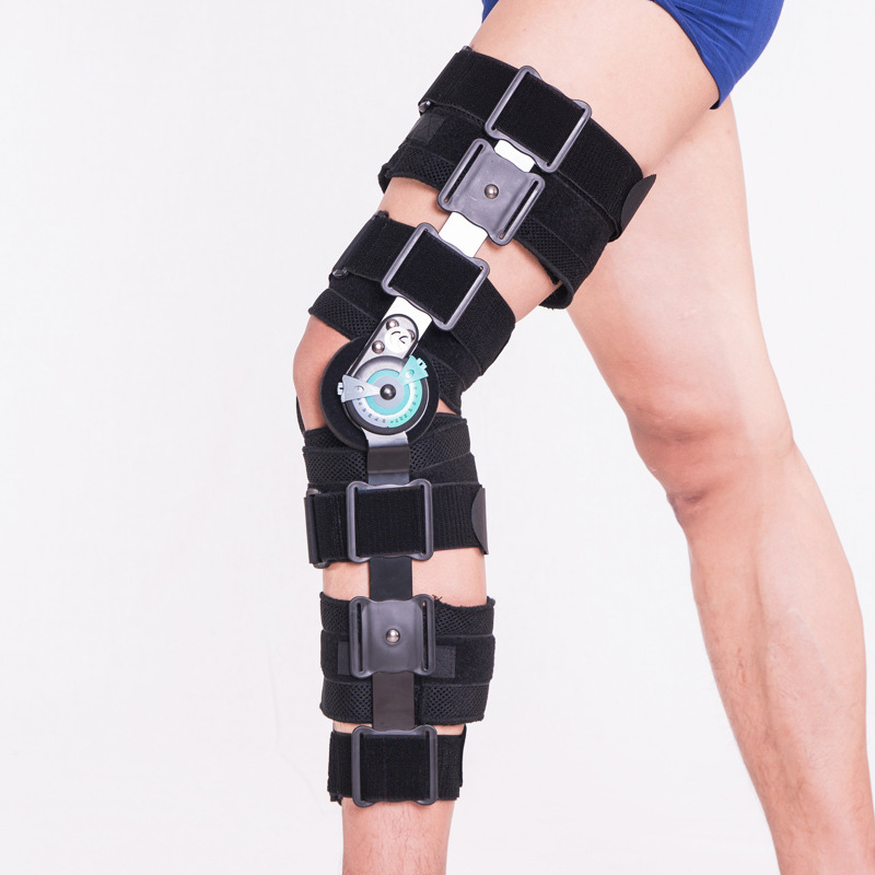 Adjustable knee joint fixation brace in stock, while supplies last. Breathable knee protection shock-absorbing hinge