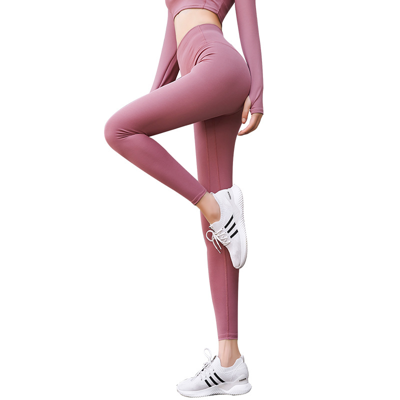 欧美无痕长款速干女蜜桃健身运动紧身高腰裸感跑步提臀瑜伽裤详情图5