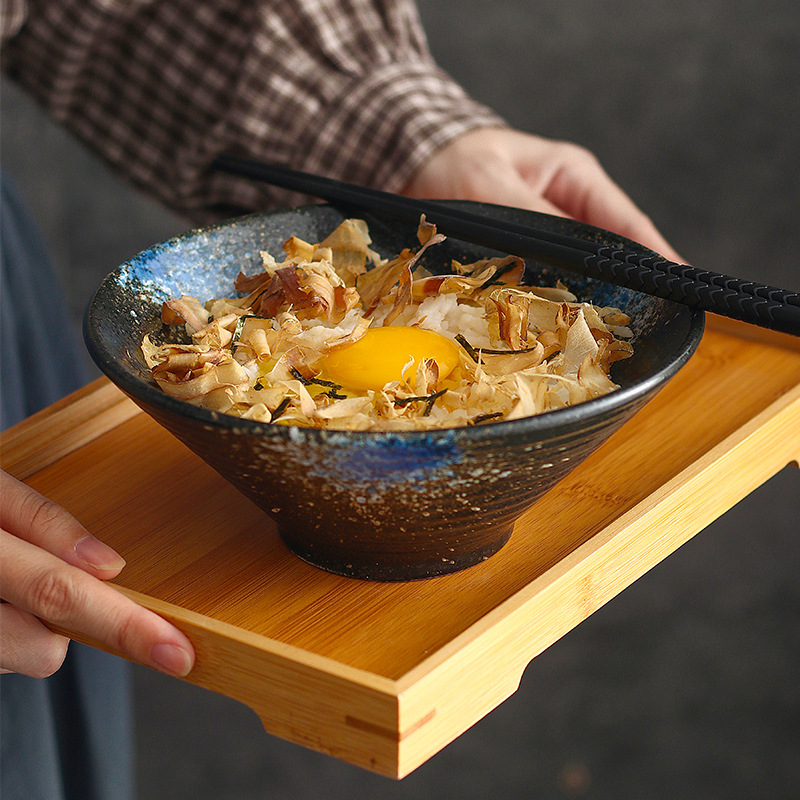 Ramen bowl, Japanese bowl, tableware, noodle bowl, ceramic bowl, commercial rice bowl, bamboo hat bowl, large bowl, spicy hot pot, MAO CAI soup noodle bowl Application Scenario
