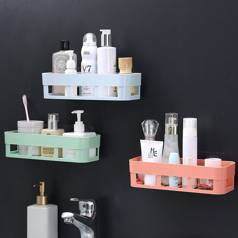 Bathroom wall-mounted storage rack, bathroom non-drilling storage rack, toilet wall-mounted suction cup, bathroom storage triangular rack details Picture