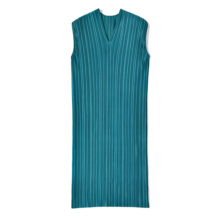 Shenghong 2024 Summer V-neck Slimming, Elegant, loose and retro pleated mid-length Dress 2136 Item Picture