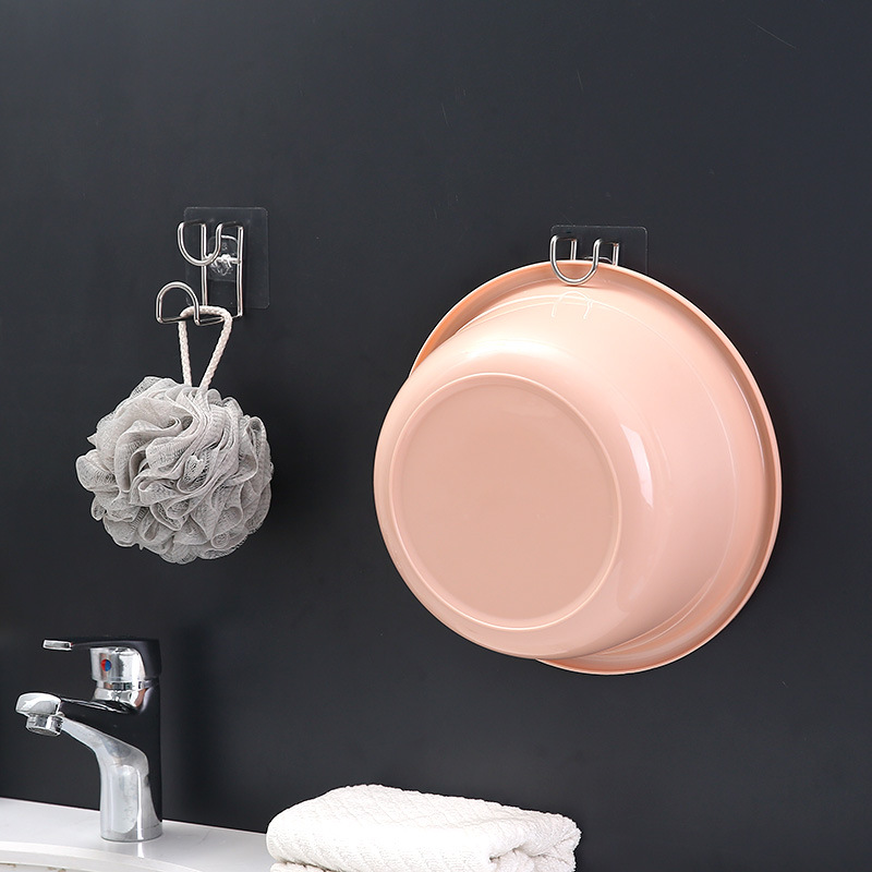 Non-drilling creative, powerful, seamless adhesive washbasin hook, stainless steel washbasin stand, bathroom wall nail-free adhesive hook details Picture