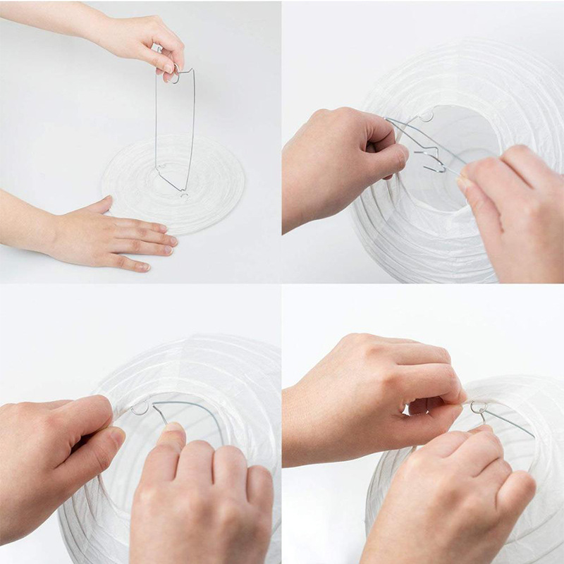 Manufacturers Wholesale White Paper Lanterns Mid-Autumn Festival Spring Festival Folding Hand-Made Circular Paper Lanterns Wedding Supplies Decoration details Picture