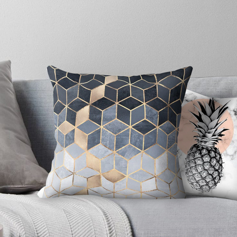 Custom-made sandstone simple yellow throw pillows, geometric throw pillowcases, plush car living room sofa cushions, Nordic cross-border details Picture