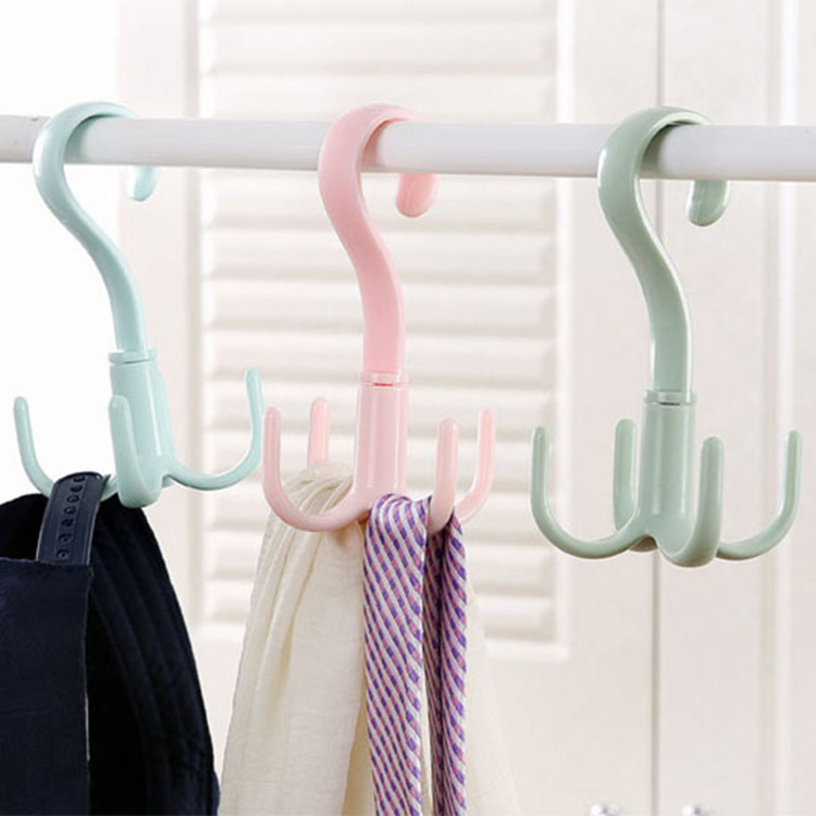 Rotating hook, four-claw multi-functional wardrobe, bag hook, plastic 4-claw silk scarf and tie hook, storage hanging rack hook, only for foreign trade and export, only for foreign trade and export, only for foreign trade and export