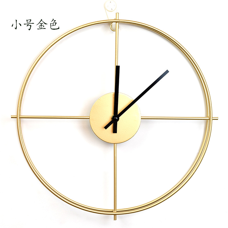 现代简约圆形铁艺静音挂钟 客厅卧室创意装饰钟表 北欧轻奢时钟
