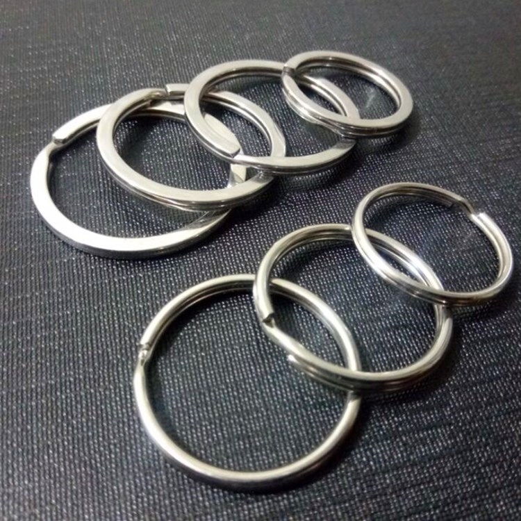 厂家批发金属扁平钥匙圈双层光面钥匙圈环不锈钢汽车钥匙扣配件