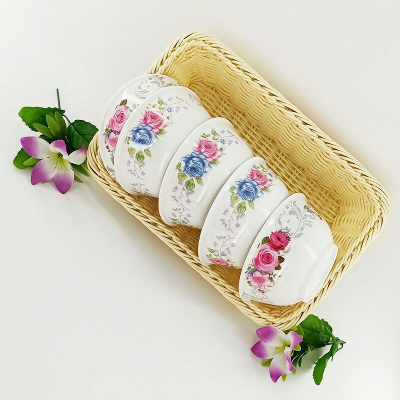 New melamine imitation porcelain bowls, kitchen rice bowls, plastic soup bowls, seasoning bowls, white flower bowls, rice bowls, chopsticks and tableware Application Scenario