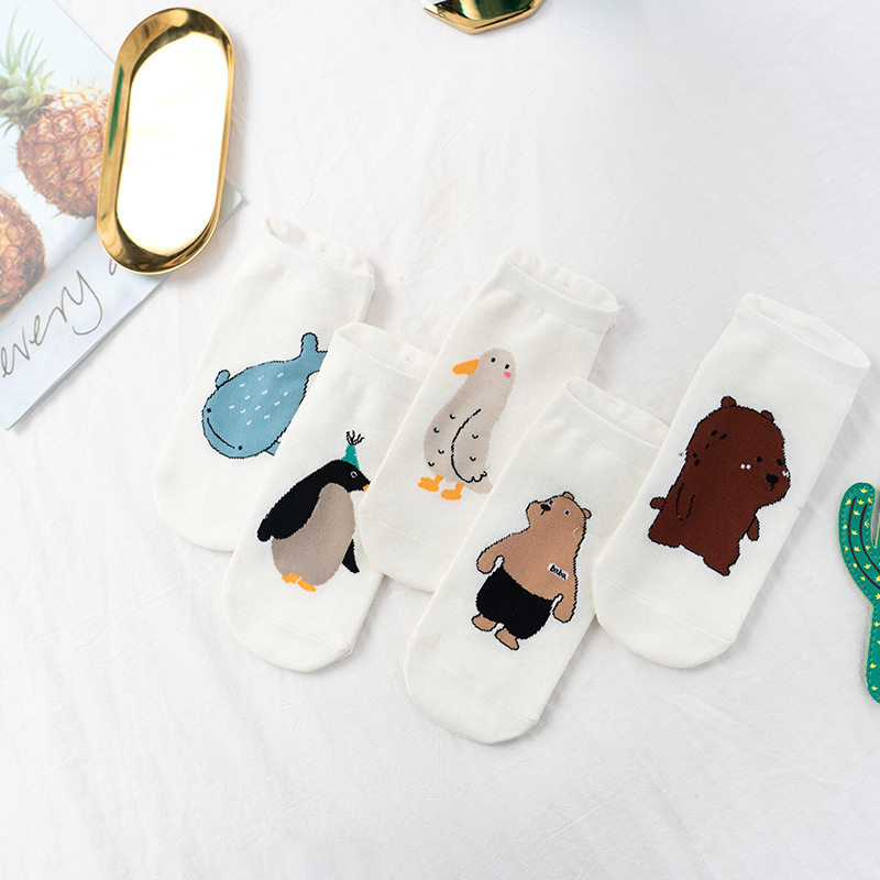 Sock stall, one-piece consignment for girls, cartoon cute animal socks, short socks, cotton socks, four-season women's socks, spring and summer styles, medium socks for girls, Korean version, one-piece consignment Specification image
