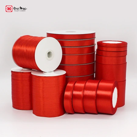 Factory wholesale of car red ribbons, bright red polyester webbing, festive ribbons, wedding decorative ribbons, gift packaging