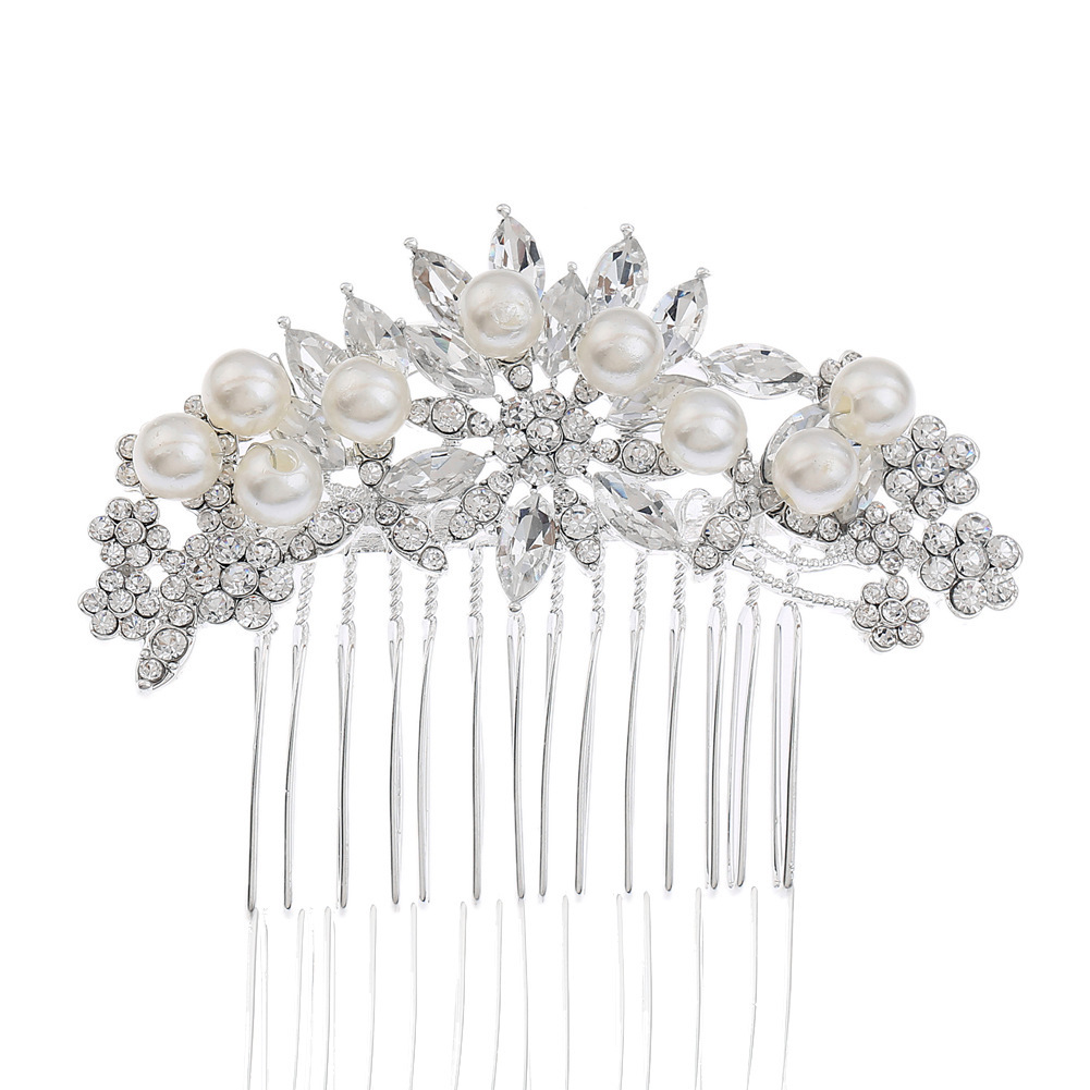 Chinese-style elegant bride's hair accessory, wedding accessories, alloy pure handcrafted pearl bride's hair accessory, hair comb and plug Item Picture