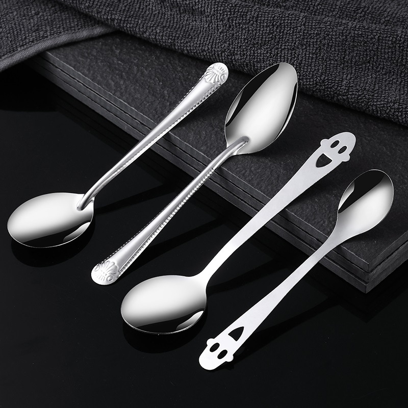 Stainless Steel Spoon Household Soup Spoon Colander Hotel Tableware Dessert Spoon Coffee Spoon Kitchen Seasoning Spoon Cake Fork details Picture