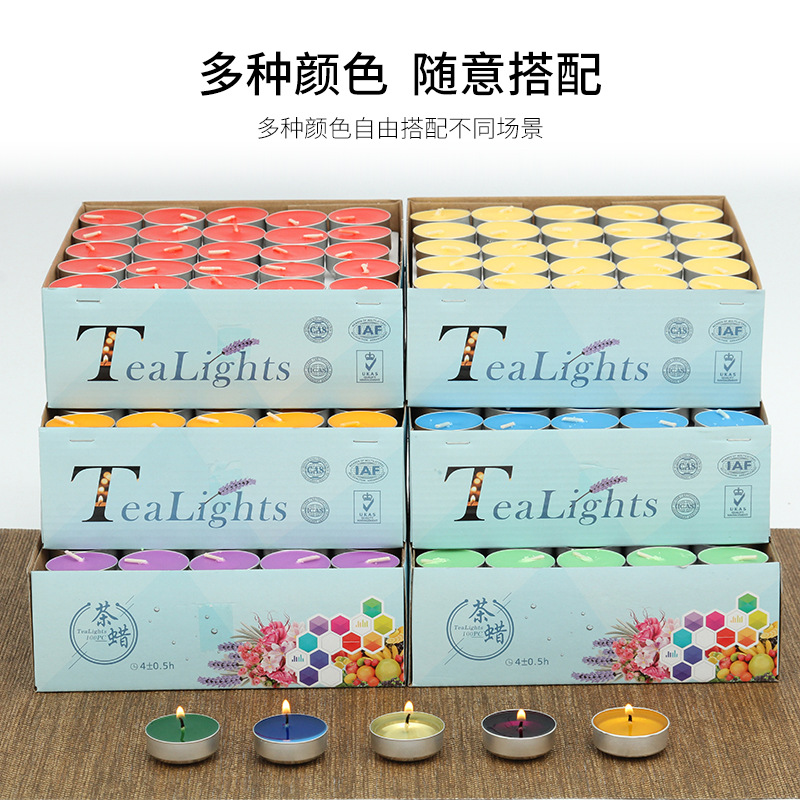 Smokeless candle lamp, natural plant confession, colorful small candle, 2-4 hours for boiling tea, warming tea, scented lamp, tea wax Specification image