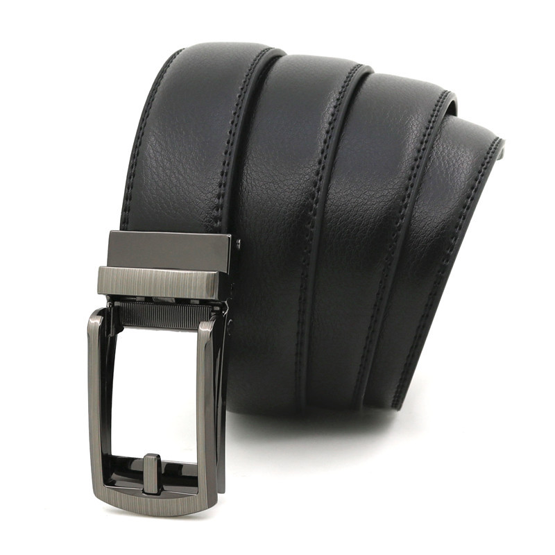 外贸男士Click Belt 假针皮带自动扣二层牛皮真皮腰带厂家批发细节图