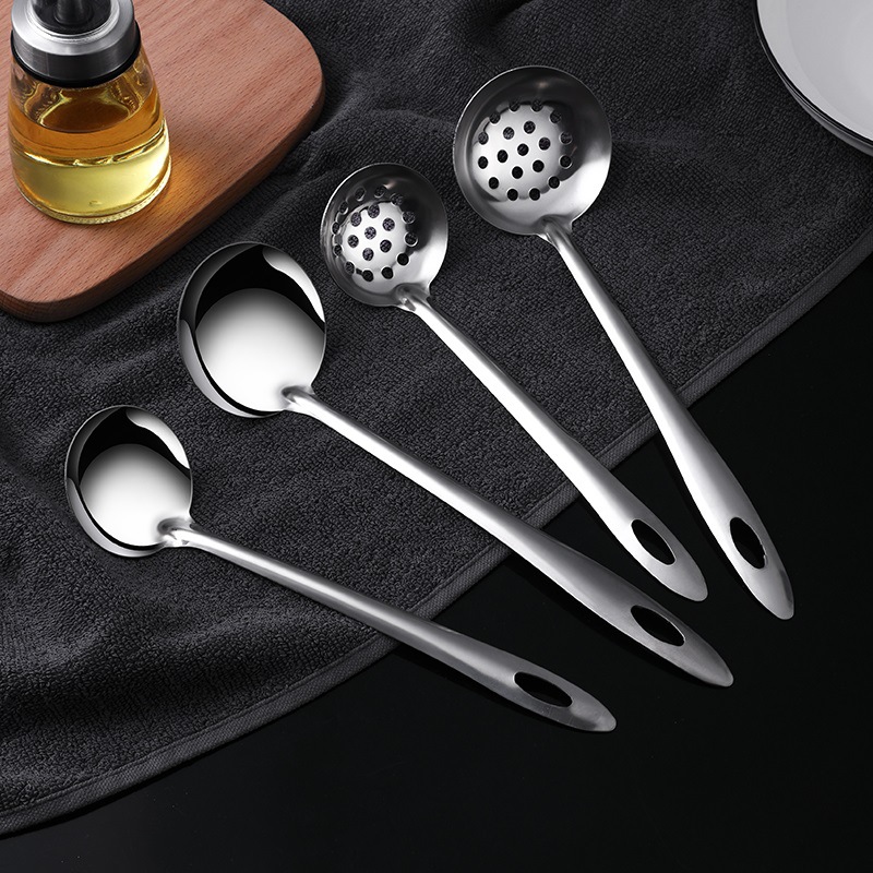Stainless Steel Spoon Household Soup Spoon Colander Hotel Tableware Dessert Spoon Coffee Spoon Kitchen Seasoning Spoon Cake Fork Item Picture