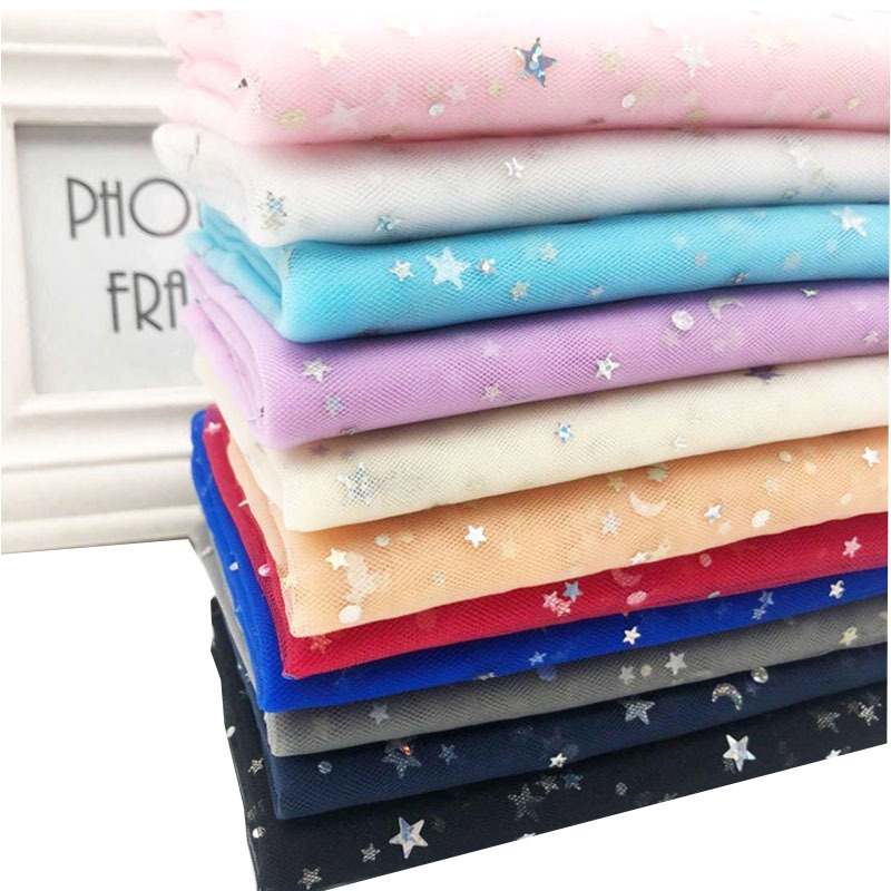 Nylon mesh, laser star gauze, star and moon gauze fabric, stage costume fabric, diy handcrafted headwear accessories