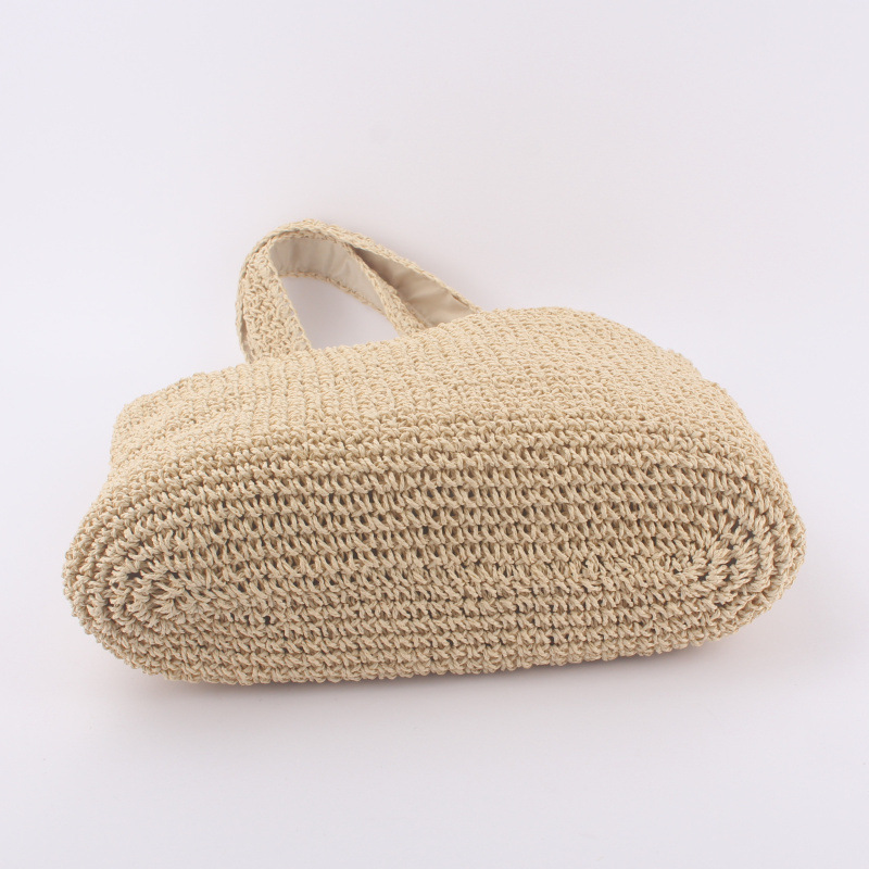A Generation Of Fashion Simple Single Shoulder Straw Bag Mori Hand-Woven Bag Leisure All-In-One Large Capacity Beach Bag Specification drawing
