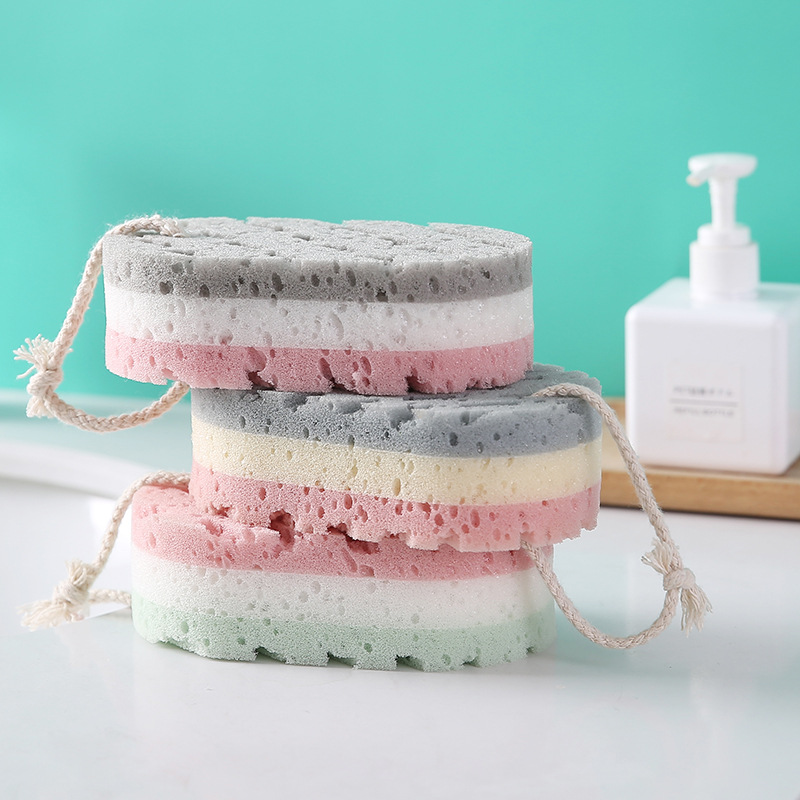A200 Thickened Three-Color Bath Towel Bathroom Adult Bath Sponge Scrub Two-Sided Bath Scrub Exfoliating Bath Ball Bath Flower details Picture
