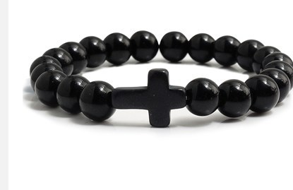 European And American Foreign Trade Cross-Border Amazon Aliexpress Selling 8Mm Beadbracelet Elastic Imitation Turquoise Cross Hand String Lovers Gift Jewelry Manufacturers Wholesale details Picture