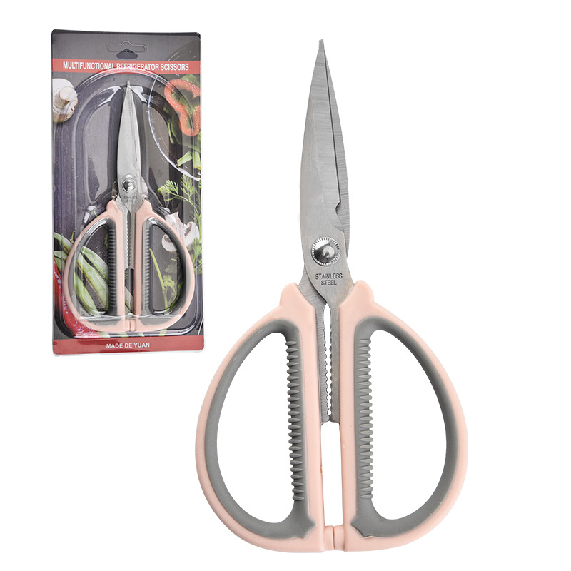 Scissors in stock: Stainless steel multi-functional kitchen scissors, dual-color handle, enhanced household scissors, 08A kitchen scissors Application Scenario