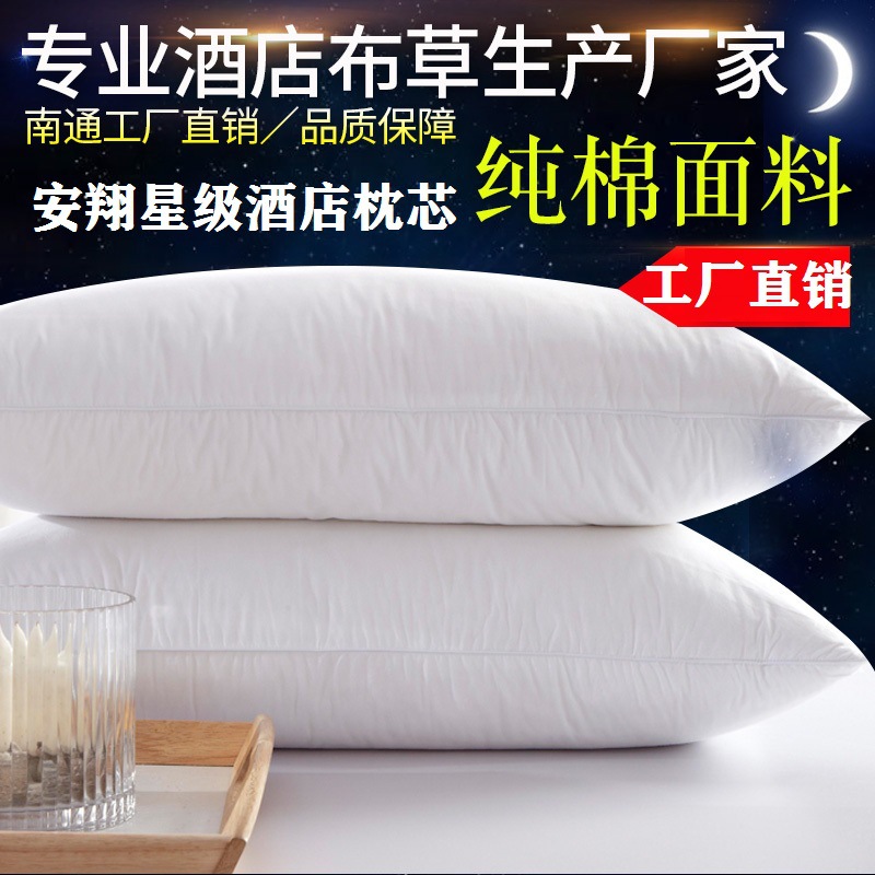 Pillow core, hotel and homestay bedding manufacturer wholesale hotel 1200-gram all-cotton feather velvet pillow core details Picture