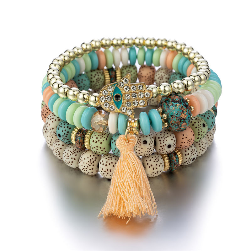 B0038 New Bohemian bracelet Creative women's jewelry, tassel multi-layer beaded bracelet, fashionable jewelry Item Picture