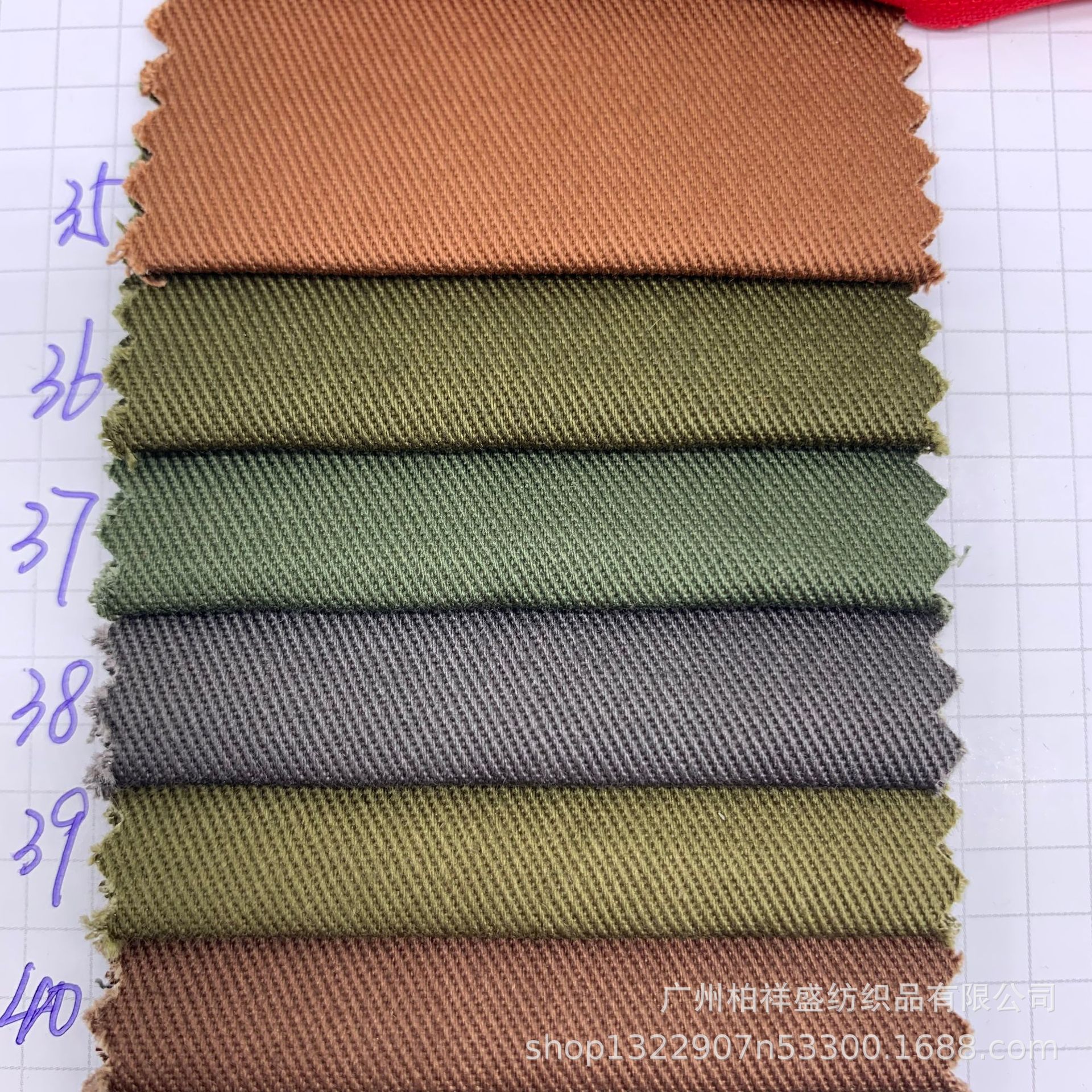 源头工厂现货108*56斜纹纯棉布纱卡全棉裤料工装裤布帽子面料批发产品图