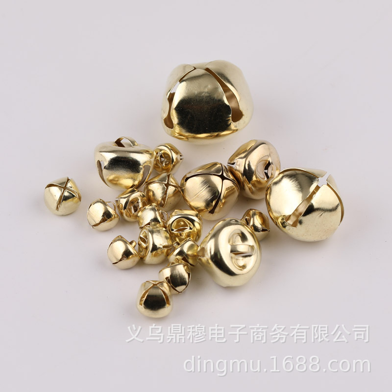 浅金十字铃铛圣诞工艺品装饰手工花环圆环材料节庆舞蹈闪亮