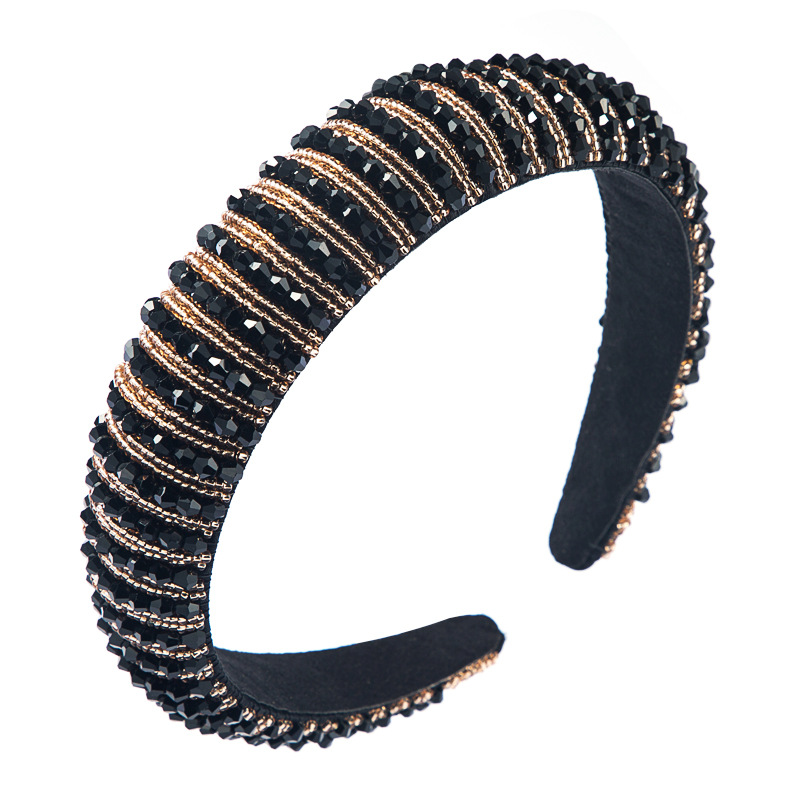 Heming Headband Europe And The United States Hand Woven Beaded Headband Women's Baroque Sponge Hair Bundle Korean Version Of Simple Facial Hair Accessories Item Picture