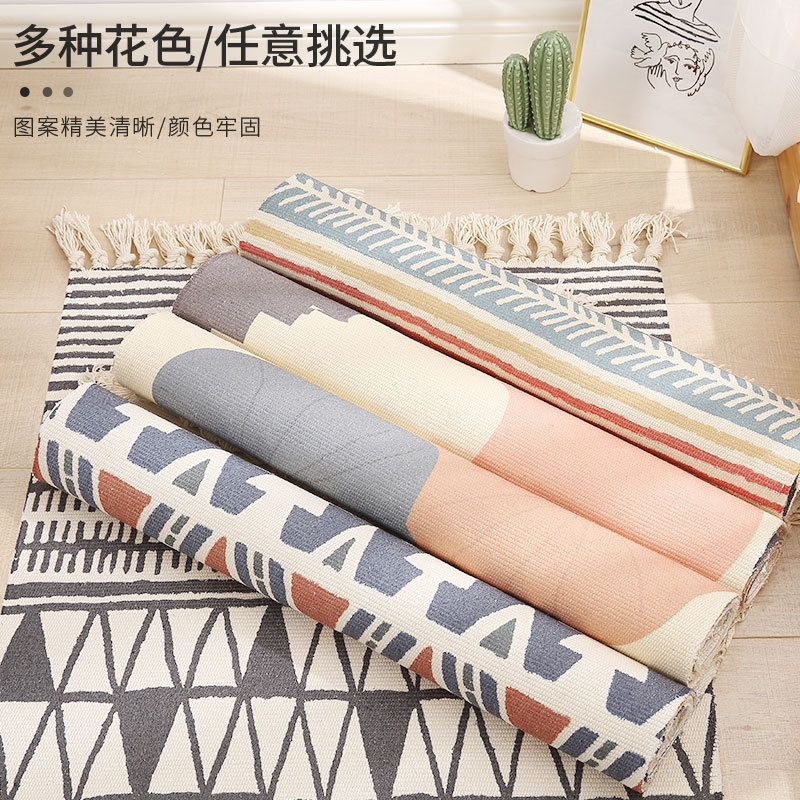 Cross-Border Amazon Cotton Mat Ethnic Wind Bed Mat Bedroom Living Room Decoration Carpet Non-Slip Mat Hand-Woven Application Scenario